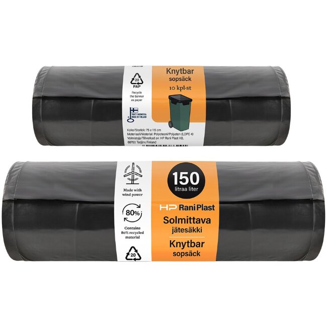 Мешок для мусора HP Rani Plast AB 150 л завязной 10 шт