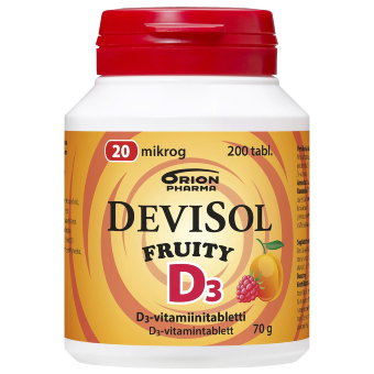 Витамины D3 20 мкг FRUITY D3-Vitamiini 200 сосательных таблеток Devisol Витамины D3 20 мкг FRUITY D3-Vitamiini 200 сосательных таблеток Devisol