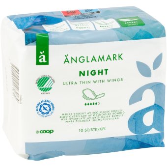 Тонкая ночная прокладка с крылышками Änglamark 10 шт