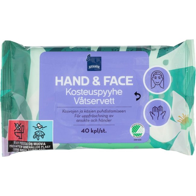 Влажные салфетки для рук и лица Rainbow Hand Face 40 шт