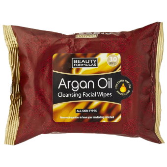 Влажные салфетки для лица с аргановым маслом Beauty formulas argan oil 30 шт