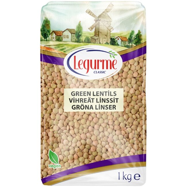 Сухие зеленые чечевицы Legurme 1 кг Сухие зеленые чечевицы Legurme 1 кг