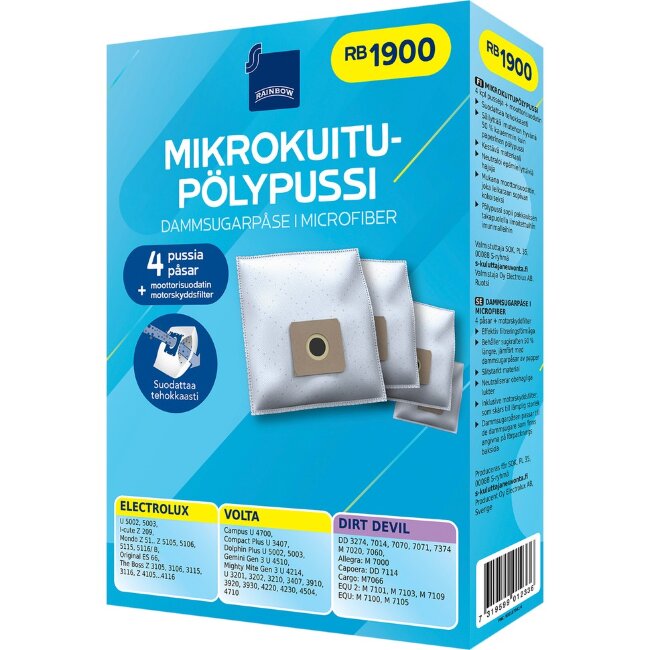 Многоразовые пылесборники Rainbow RB1900 (уп 4 шт) + моторный фильтр Многоразовые пылесборники Rainbow RB1900 (уп 4 шт) + моторный фильтр