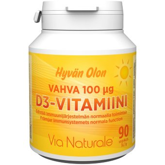Витамин D3 Hyvän Olon Vahva 100 мкг 90 вегетарианских капсул Via Naturale
