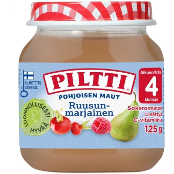 Ягодно-фруктовое пюре с шиповником Piltti 125 гр