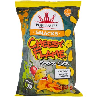 Картофельные чипсы Poppamies Snacks Cheesy Flame со вкусом сыра и чили 150 гр