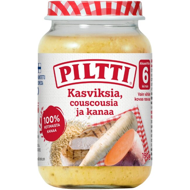 PILTTI 190g Kasviksia, couscousia ja kanaa lastenateria 6kk