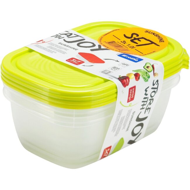 Контейнеры для хранения Rotho Sunshine 3 шт 1,0 л зеленые