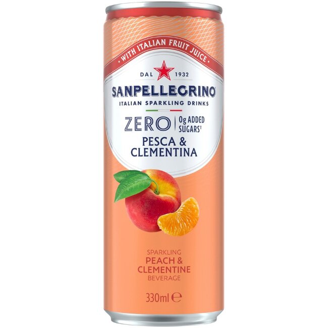 Газированная вода San Pellegrino Zero с вкусом персика и клементина 330 мл ж/б