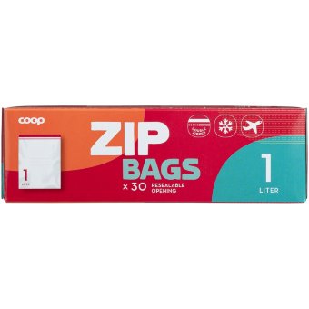 Пакеты для замораживания и хранения продуктов с молнией Coop 1л 30шт Пакеты для замораживания и хранения продуктов с молнией Coop 1л 30шт