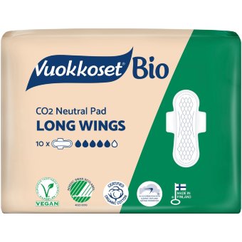 Прокладки Vuorroset Bio-Long-Wings 10 шт Прокладки Vuorroset Bio-Long-Wings 10 шт