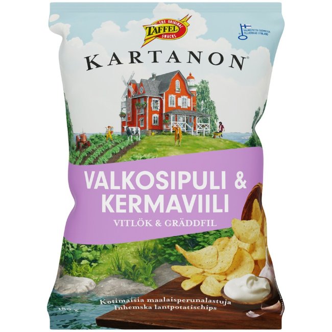 Картофельные чипсы со вкусом чеснока и сметаны Taffel Kartanon 180 г