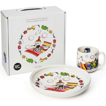 Детский набор посуды из тарелки и кружки с Муми-троллями