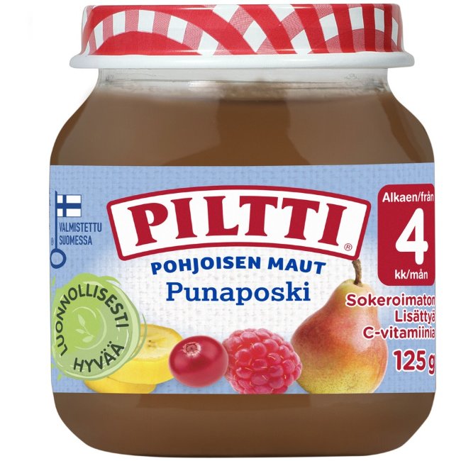 Пюре с ягодами и фруктами PILTTI Pohjoisen Maut Punaposki 125 гр