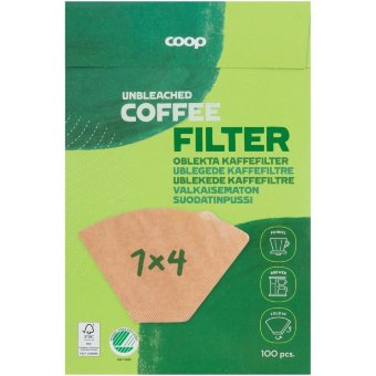 Фильтры для кофеварок Coop 1x4 неотбеленные 100 шт/уп