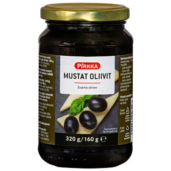 Оливки чёрные без косточек  Pirkka  350/160 гр Оливки чёрные без косточек  Pirkka  350/160 гр