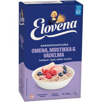 Порционная овсяная каша Elovena 420 гр с яблоком, черникой и малиной