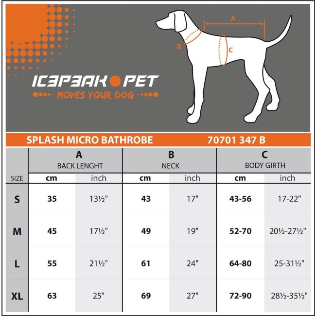 Халат для собак после купания Icepeak Pet Splash Размер M светло-голубой