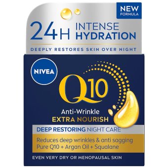 Ночной крем для лица NIVEA Q10 Anti-Wrinkle Extra Nourish глубокого восстановления 50 мл