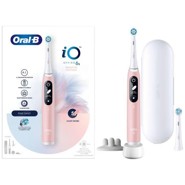 Электрическая зубная щетка Oral-B iO6 розовая + дорожный футляр