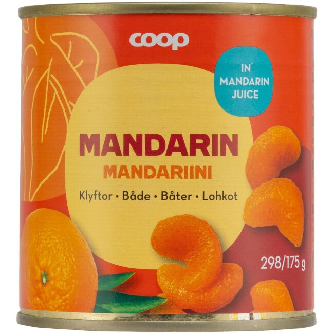 Мандарины Coop дольками в мандариновом соке 298/175 гр Мандарины Coop дольками в мандариновом соке 298/175 гр