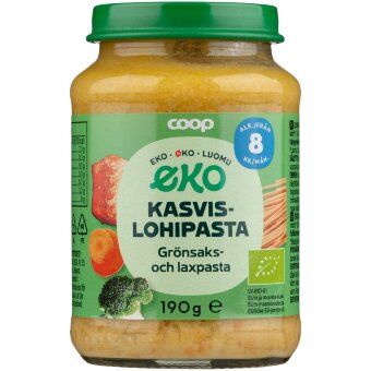 Органическая паста с овощами и лососем Coop Eko 190 гр для детей от 8 месяцев
