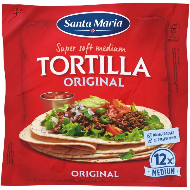 Тортилья пшеничная Santa Maria Original Medium (уп 12 шт) 480 гр