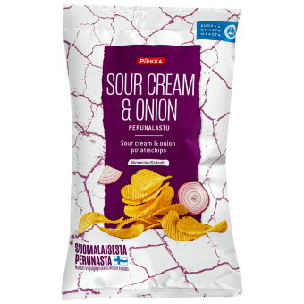 Картофельные чипсы со вкусом лука и сметаны Pirkka 100 гр Картофельные чипсы со вкусом лука и сметаны Pirkka 100 гр