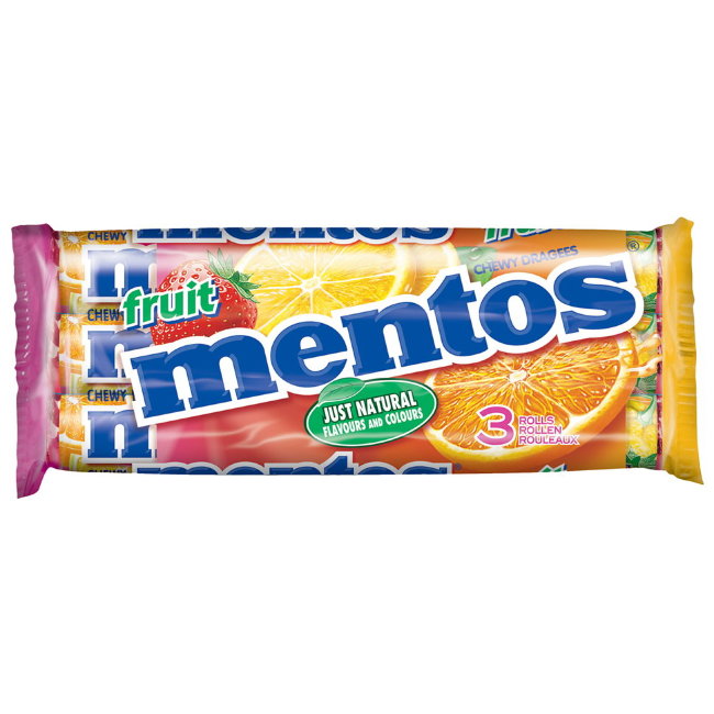 Фруктовые пастилки Mentos 3х38 гр