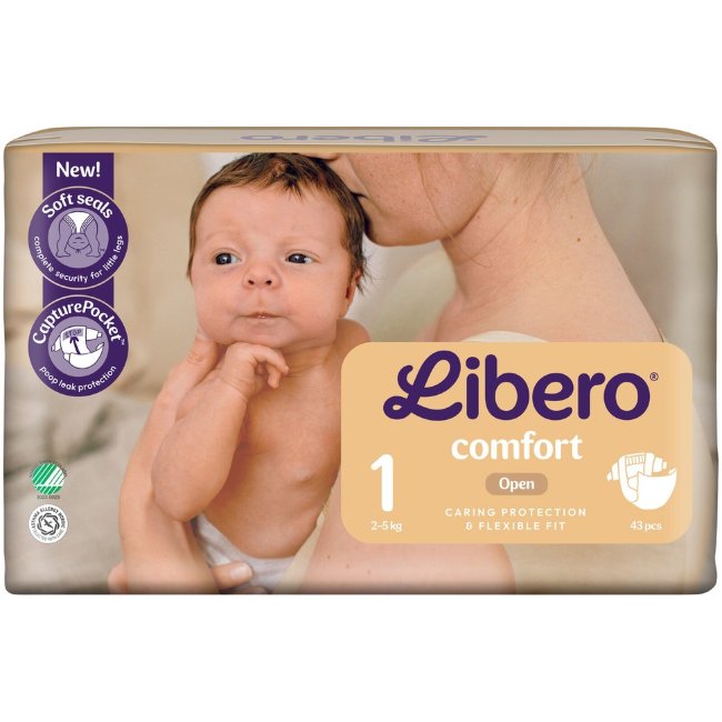 Подгузники на липучках Libero Comfort размер 1 (уп 43 шт) 2-5 кг