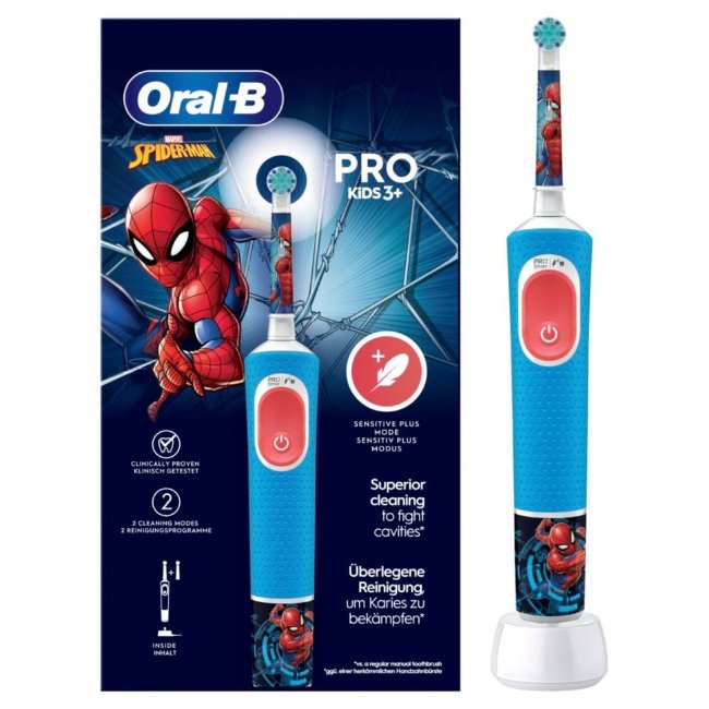 Электрическая зубная щетка Oral-B Vitality Pro Kids Spiderman + сменная насадка