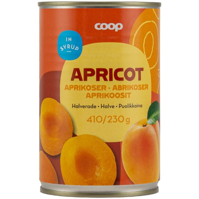 Курага половинками в сахарном сиропе Coop 410/226 гр Курага половинками в сахарном сиропе Coop 410/226 гр