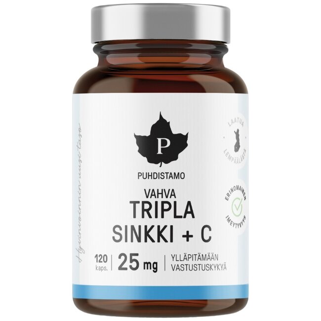 Биологически активная добавка Puhdistamo Trippel Zink + C 25 мг 120 капсул