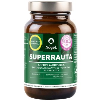 Биодобавка с железом Nogel Superrauta 60 мг ацерола-вишня 70 табл