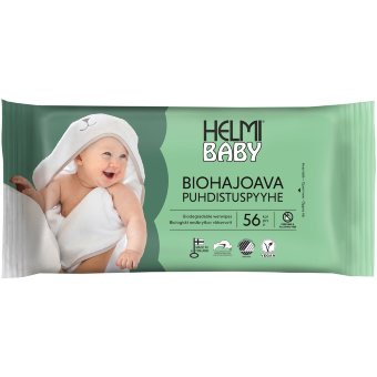 Биоразлагаемые очищающие салфетки Helmi Baby 56 шт
