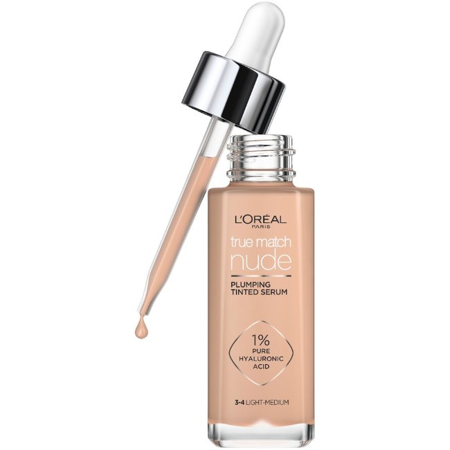 Тональный крем-сыворотка L'Oréal Paris True Match Nude Plumping 3-4 Light-Medium 30 мл Тональный крем-сыворотка L'Oréal Paris True Match Nude Plumping 3-4 Light-Medium 30 мл