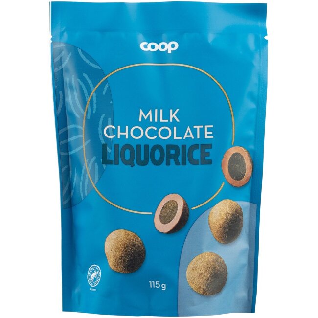 Лакрица в молочном шоколаде Coop 115 гр Лакрица в молочном шоколаде Coop 115 гр