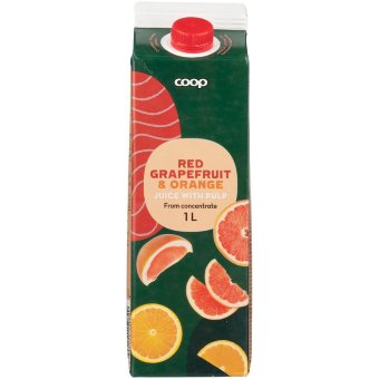 Натуральный сок из красного грейпфрута и апельсина Coop 1 л