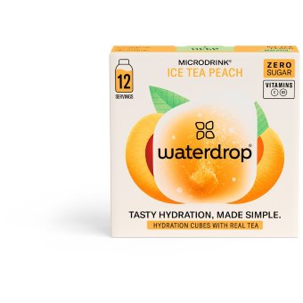 Газированный витаминный напиток без сахара Waterdrop Microdrink Ice Tea Peach со вкусом персикового холодного чая, 12 x 2,1 г