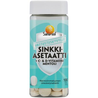 Жевательные таблетки Sana-sol Zink-C-D-vitamin со вкусом ментола (уп 100 шт) 120 гр