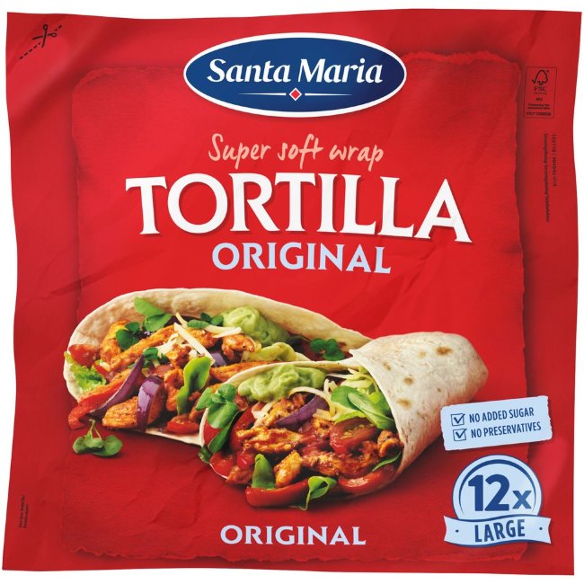 Пшеничная тортилья Santa Maria Original Large (уп 12 шт) 742 гр