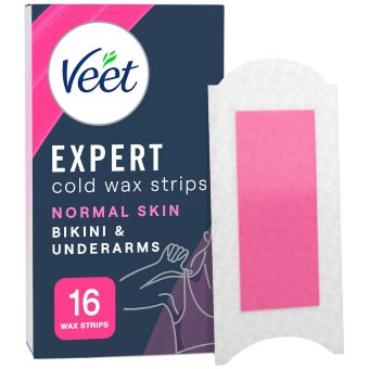 Холодные восковые полоски Veet Expert для зоны бикини и подмышек 16 шт/уп