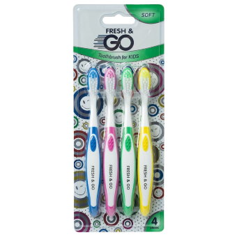 Набор детских зубных щёток Fresh & Go 4 шт/уп