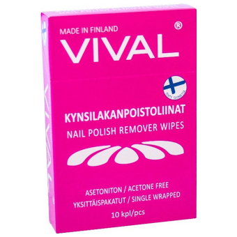 Салфетки для снятия лака без ацетона Vival 10 штук/уп