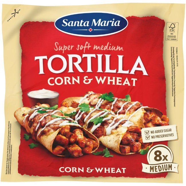 Тортилья из кукурузы и пшеницы Santa Maria Medium (уп 8 шт) 336 гр