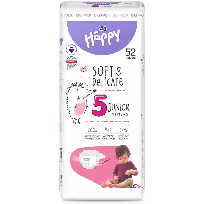 Подгузники Bella Happy 5, 11-18 кг, 52 шт.