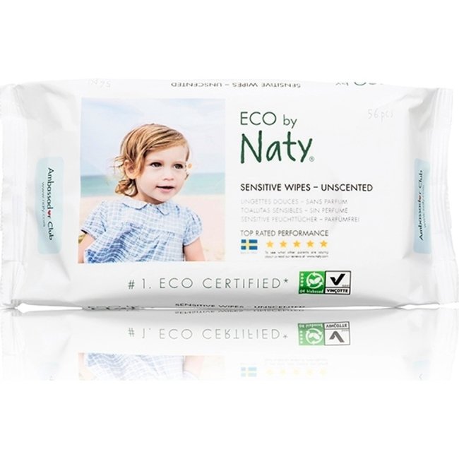 Влажные салфетки для чувствительной кожи Naty Eco Sensitive 56 шт/уп