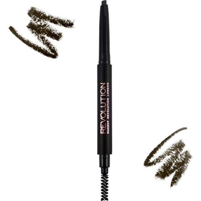 Карандаш для бровей Makeup Revolution Duo Brow Pencil темно-коричневый