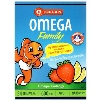 Рыбий жир Omega Junior для детей (клубника, лимон) 54 капсулы Bioteekin Рыбий жир Omega Junior для детей (клубника, лимон) 54 капсулы Bioteekin