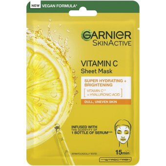 Тканевая маска для лица Garnier SkinActive Vitamin C суперувлажняющая и осветляющая 28 гр